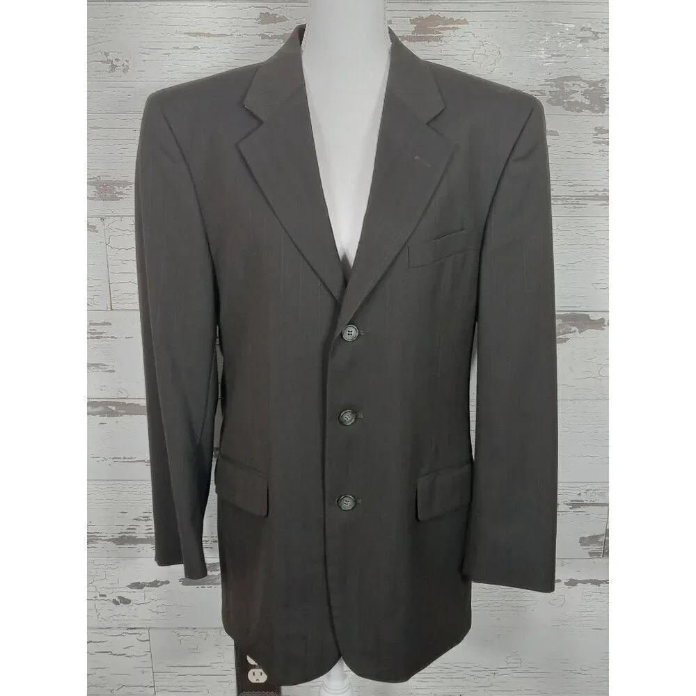 OLEG CASSINI 2pc Men's Wool Suit Brown Pinstripe Size 40R
